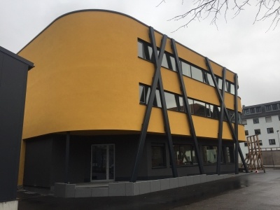 Blower Door Test Bürogebäude in Holzständerbauweise, Effizienzhaus