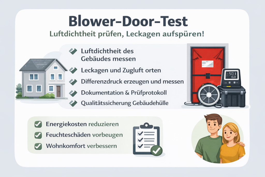 Blower-Door-Test am Wohngebäude | Luftdichtheit prüfen & Energieverluste reduzieren