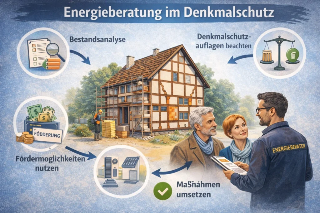 Ablauf einer Energieberatung im Denkmalschutz am Beispiel eines denkmalgeschützten Fachwerkhauses
