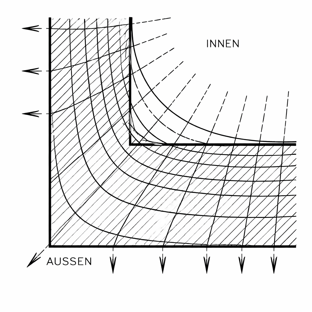 Detaillierte Wärmebrückensimulation mit Isothermen zur energetischen Bewertung eines Bauteilanschlusses