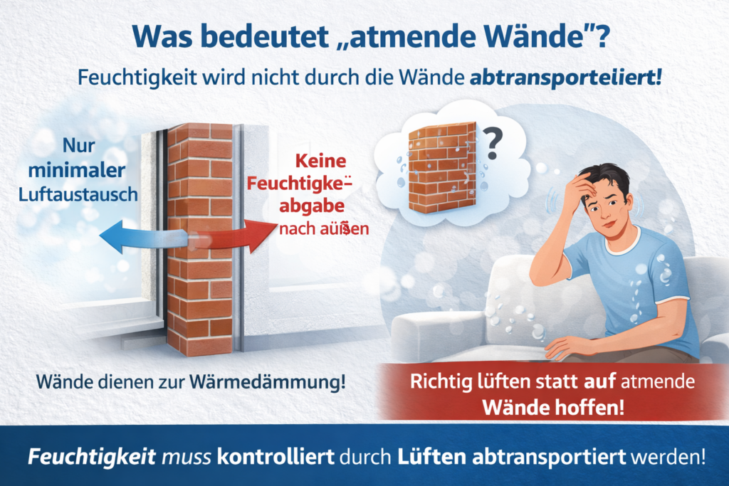 Atmende Wände erklärt – Feuchtigkeit verlässt die Wohnung nicht durch Wände, sondern durch richtiges Lüften