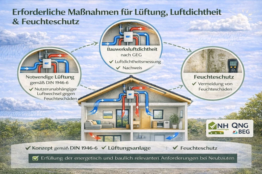 Zusammenspiel von Lüftung, Luftdichtheit und Feuchteschutz zur Vermeidung von Feuchteschäden im Neubau