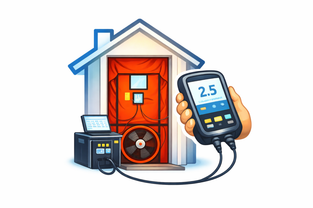 Luftdichtheitsmessung für Neubauten und Bauherren