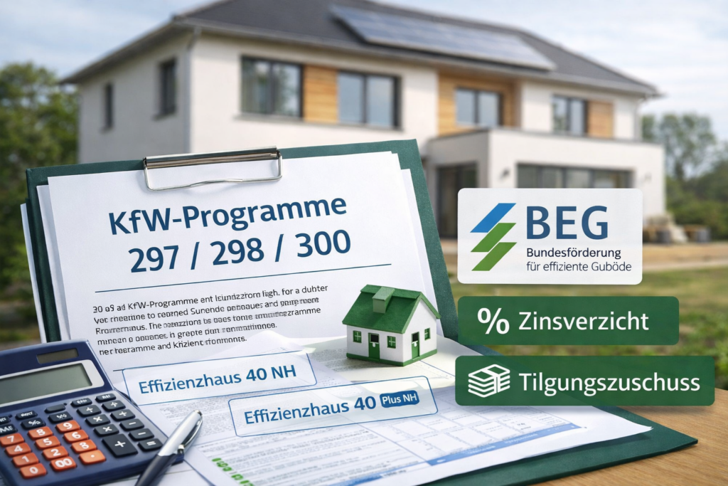 KfW-Programme 297 298 300 für Effizienzhaus 40 NH im Neubau