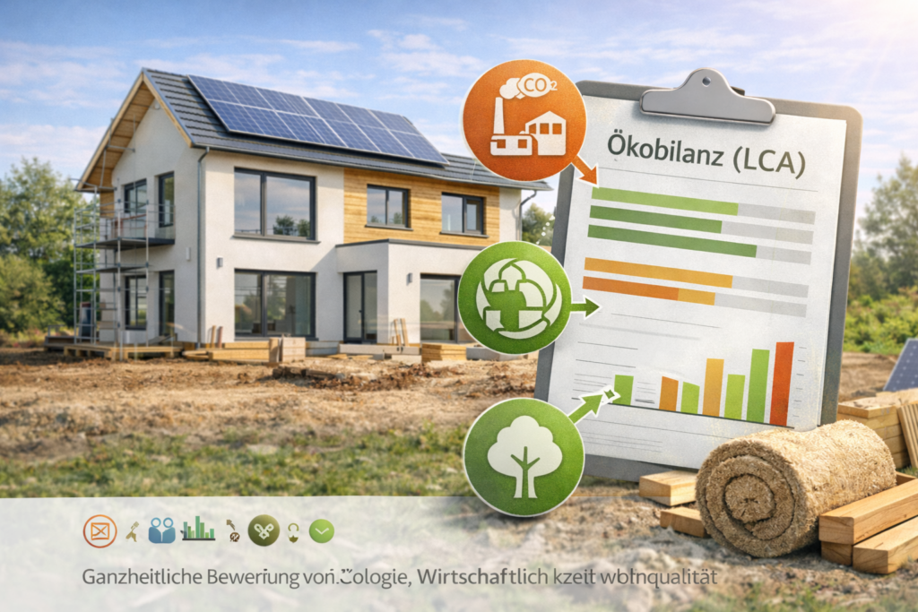 Ökobilanz LCA für nachhaltigen Wohnhausneubau