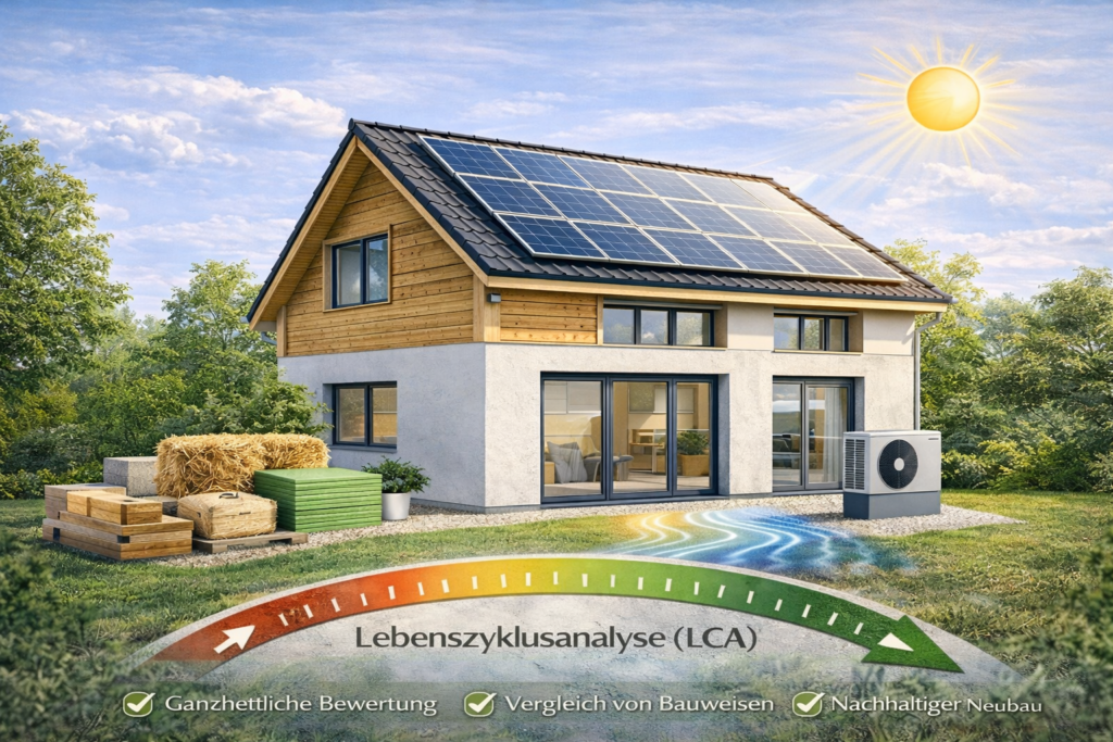 Klimafreundlicher Neubau eines Einfamilienhauses mit Photovoltaik, Wärmepumpe und nachhaltiger Bauweise