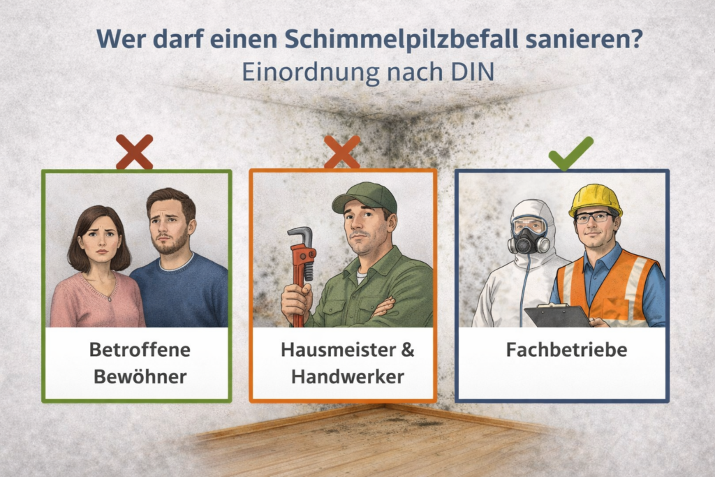 Wer darf einen Schimmelpilzbefall sanieren – Einordnung der Personengruppen nach DIN