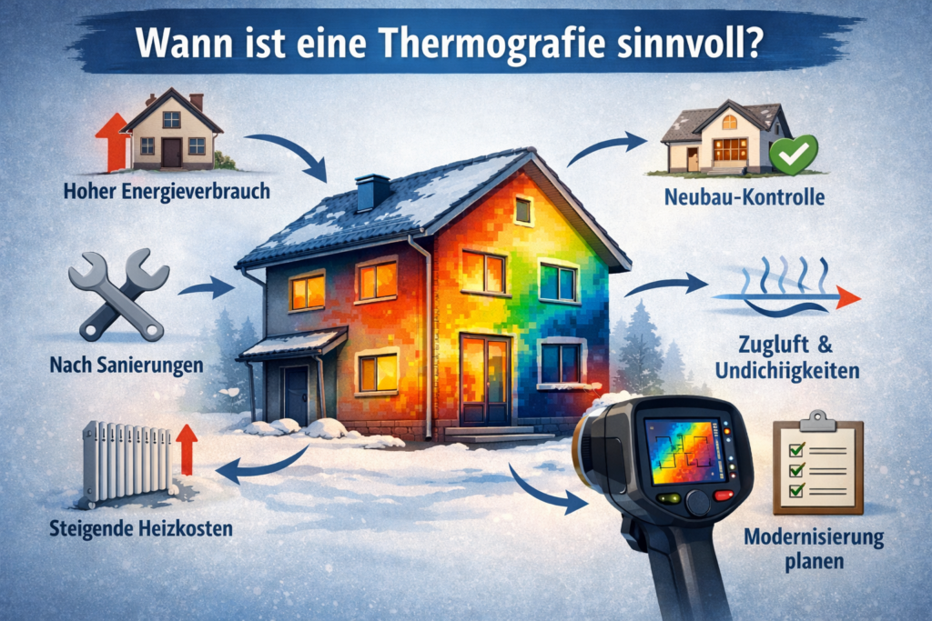 Thermografie Wohnhaus – Wärmeverluste, Undichtigkeiten und Sanierungsbedarf erkennen