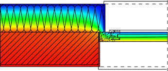 Schematische Darstellung einer Wärmebrücke am Fensteranschluss eines Wohngebäudes