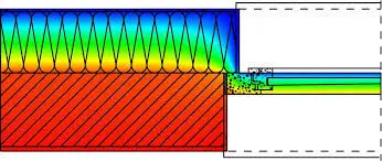 Schematische Darstellung einer Wärmebrücke am Fensteranschluss eines Wohngebäudes