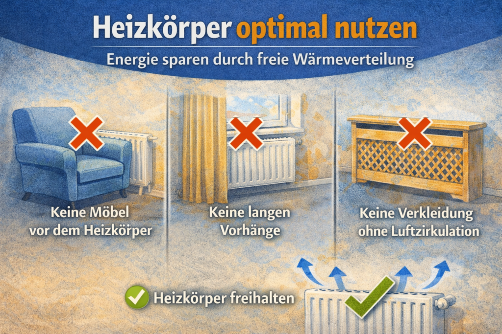 Heizkörper optimal nutzen – Möbel, Vorhänge und Verkleidungen vermeiden