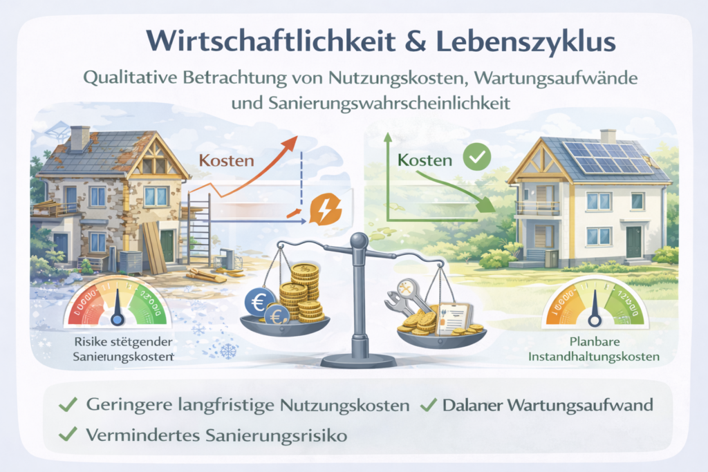 Wirtschaftlichkeit & Lebenszyklus von Wohngebäuden | Nutzungskosten, Wartung & Sanierungsrisiko