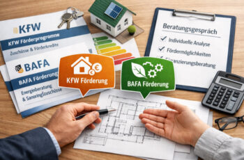 Fördermittelberatung KfW und BAFA Symbolbild zur Fördermittelberatung mit Informationen zu KfW- und BAFA-Förderungen für Wohngebäude