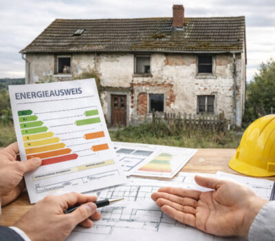 Energetische Sanierung eines Wohnhauses Sanierungsbedürftiges Wohnhaus mit Energieausweis und Planunterlagen zur energetischen Modernisierung